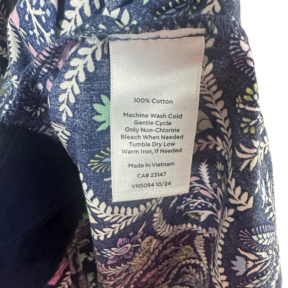 Talbots Poplin Belted Shirt Dress Short Sleeve Scalloped Floral Multi Size Large - Picture 2 of 12